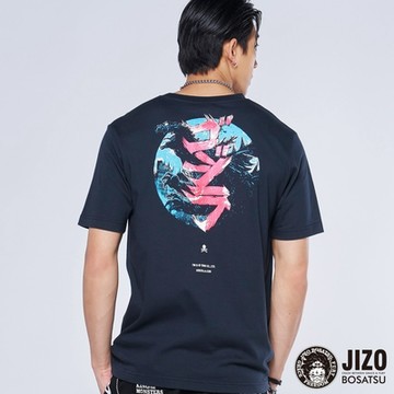 地藏小王 BLUE WAY – 哥吉拉剪影日文短TEE(丈青)