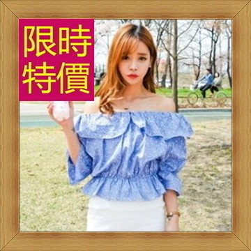 T恤 短袖露肩裝-性感流行純棉質女短版上衣55a85【獨家進口】【米蘭精品】