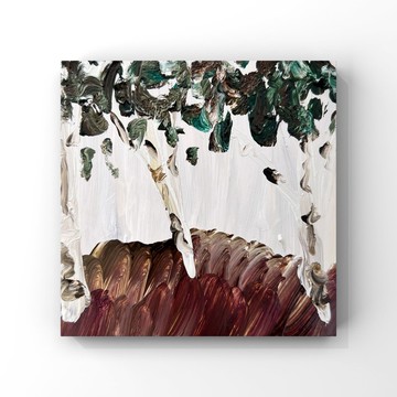 樺樹原創油畫 小樺樹藝術 林地裝飾 鄉村牆藝術