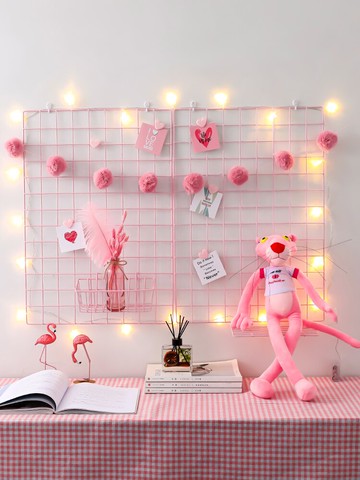 進門墻壁裝飾ins風鐵藝網格墻面布置墻上網紅照片掛飾墻壁裝飾品