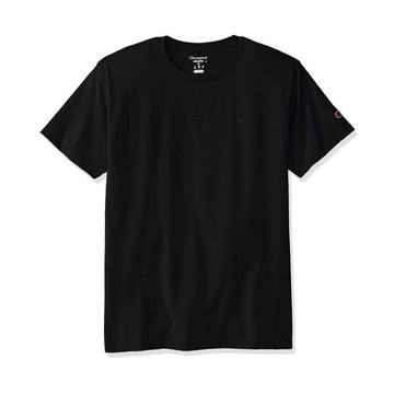 美國百分百【Champion】冠軍 T恤 短袖 T-shirt logo 素T 高磅數 黑色 L-XL號 I203