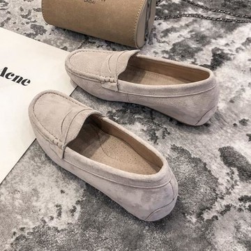 內增高豆豆鞋女春秋2025新款韓版百搭真皮坡跟單鞋懶人一腳蹬女鞋