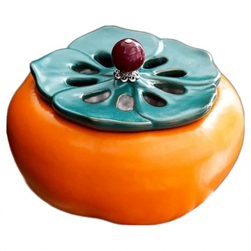 柿子陶瓷香薰爐 居家香氛 陶瓷工藝 分離式設計 事事如意  橙色  10 x 7cm