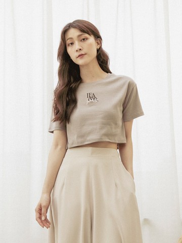 lover刺繡短版短袖上衣