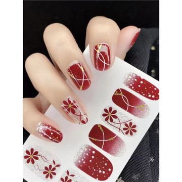 免烤美甲貼新款奶茶色鉑金閃粉色防水網紅同款兒童孕婦背膠送工具