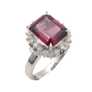 JEWELRY 無品牌珠寶 石榴石 鑽石 戒指 PT900鉑金 【二手名牌BRAND OFF】