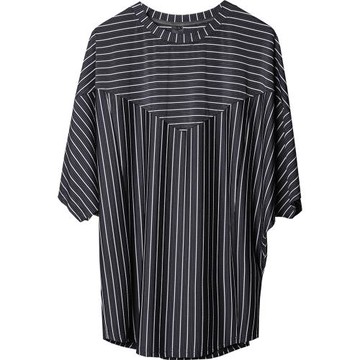 小眾潮牌夏季暗黑系山本風條紋寬松圓領垂感抗皺蝙蝠袖短袖t恤男