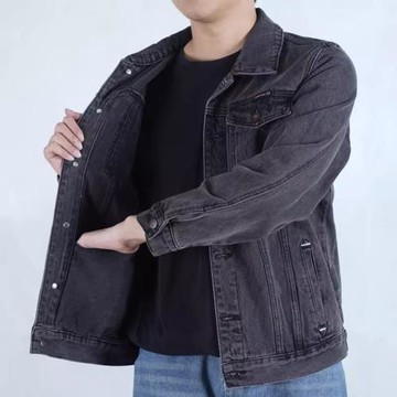 商場倒閉外貿大碼牛仔外套男春秋款寬松韓版耐臟耐磨工裝夾克褂子