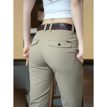 柴人高端2025新款男士休閑褲夏季薄款冰絲透氣直筒潮流商務長褲子