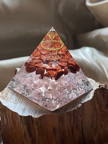 訂製【奧剛能量塔-給回歸愛的你】紅碧玉/粉晶-奧根金字塔