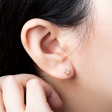 [925純銀]星閃絮語點鑽星星耳環【SL976】-玫瑰金/銀