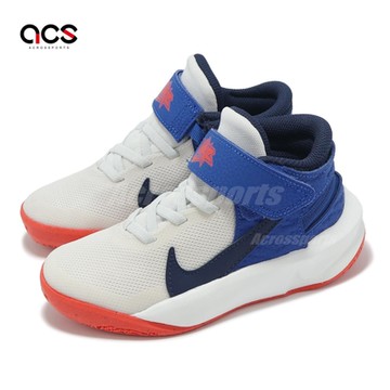 Nike 籃球鞋 Team Hustle D 10 Flyease PS 中童 白 藍 中筒 運動鞋 魔鬼氈 DD7302-103