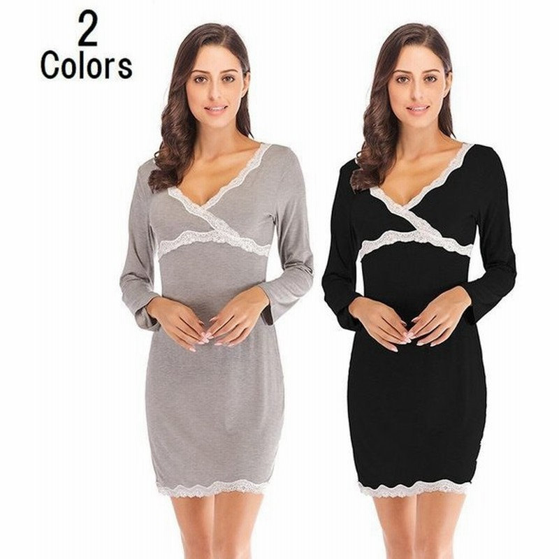 ルームウェア 部屋着 ナイトウェア パジャマ レディース ワンピース 長袖 Vネック ミニ丈 レース 胸切り替え タイト 伸縮性 ストレッチ 通気性 通販 Lineポイント最大0 5 Get Lineショッピング