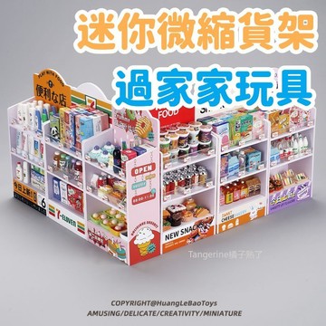 迷你微縮貨架 超市零食飲料置物架 仿真食玩模型玩具 過家家酒玩具裝扮 仿真置物架 兒童娃娃屋擺件