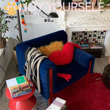 北歐客廳布藝椅子寫意空間RUHE設計師休閑單人椅 實木創意沙發椅ws9051