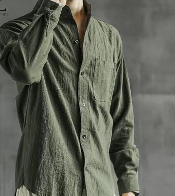 亞麻襯衫 寬松男裝 中國風夏季短袖襯衣 棉麻男士休閑外套長袖上衣【不二雜貨】