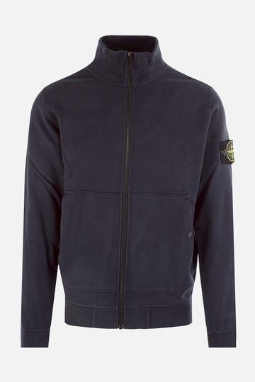 STONE ISLAND jersey full-zip sweatshirt with logo patch Man