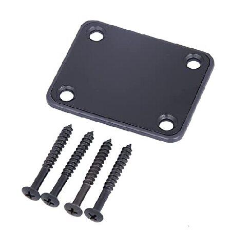 Black Electric Guitar Neck Plate with Mounting Screws for Fender Stratocaster Telecaster