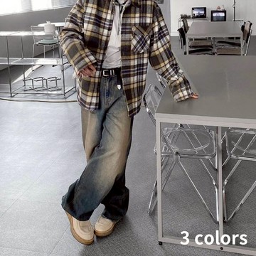 【衣衫倉庫】韓系 牛仔寬褲 落地水洗 寬鬆  水洗牛仔褲 男生長褲 直筒褲