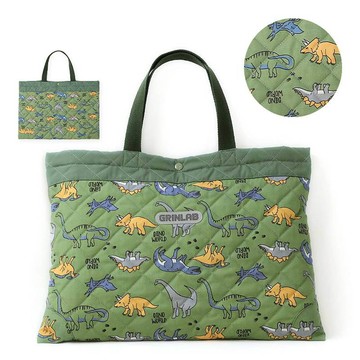 日本 ZOOLAND - 上學好用絎縫大容量肩背/手提包-恐龍世界-叢林綠 (約30x42cm)