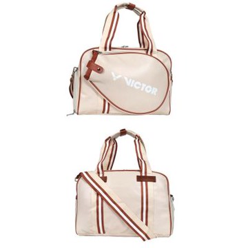 VICTOR 單肩背包-拍包袋 羽毛球 裝備袋  勝利 BR5914V 淺奶茶咖白