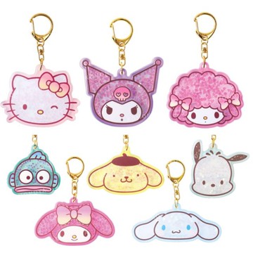 小禮堂 Sanrio 三麗鷗 壓克力亮片流沙鑰匙圈 (大頭款) Kitty 美樂蒂 Piano 人魚漢頓