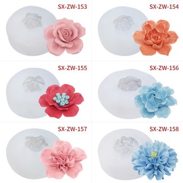 立體花朵水晶硅膠模具情人節玫瑰花巧克力蛋糕裝飾模香薰烘焙茉莉