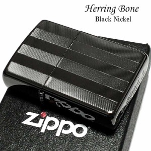 ZIPPO ライター かっこいい スーパーファインエッチング ヘリンボーン柄 ブラックニッケル ジッポ 両面加工 黒 シンプル メンズ クリスマ