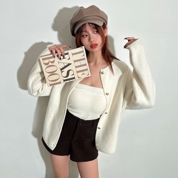 質感排釦毛線外套-杏【KT281085】