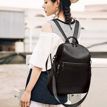 大容量真皮雙肩後背包女 真皮雙肩背包女2023新款大容量學生書包軟皮時尚百搭旅行背包