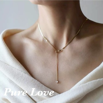 Pure Love樂芙 / 正韓 鈦鋼【L316醫療鋼】G0084簡約愛心吊墜可調節Y字項鏈 / 金 銀