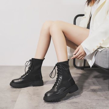 2025年新款馬丁靴女春秋單靴百搭厚底英倫風短靴夏黑色透氣大碼41