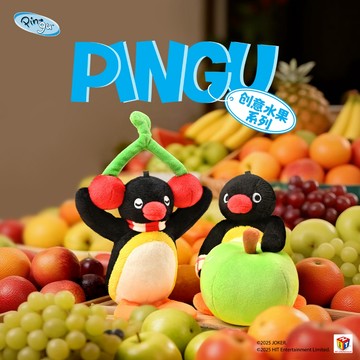 🐧正版新品 免運🐧山莫新品 pingu企鵝創意水果系列 聆聽櫻桃挂件 吊飾 桌面擺件公仔 毛絨可愛小玩偶掛件 聖誕禮物