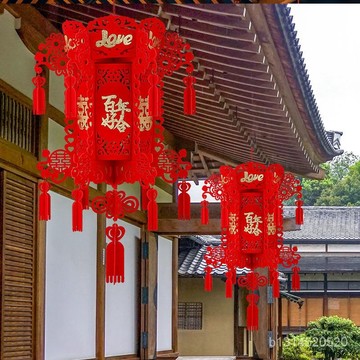 🔥免運🔥臺灣出貨📣大紅燈籠結婚家用喜慶裝飾婚房植絨立體燈籠批髮婚慶用品批髮大全