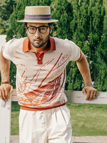 SOARIN美式復翻領印花針織衫(2522P34)