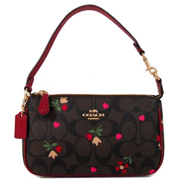COACH NOTILA 金馬車防刮LOGO愛心印花肩背/手掛兩用包(咖紅色)