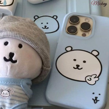 可愛卡通比耶自嘲熊iPhone16promax潮12蘋果15適用13手機殼11女14
