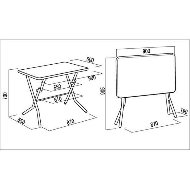 折りたたみテーブル 【幅90cm ニューグレー×ブラック】 日本製