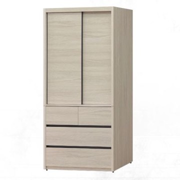 文創集 夏亞3.5尺推門四抽衣櫃-106x59x202cm免組