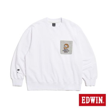 EDWIN 男裝 骷髏潮流寬版長袖T恤-白色