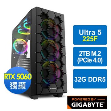技嘉B860平台[星川騎士]Ultra 5 225F/32G/RTX 5060/2TB_M2