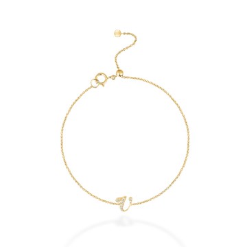 【mori】V 字母鑽石手鍊 【14k黄金】