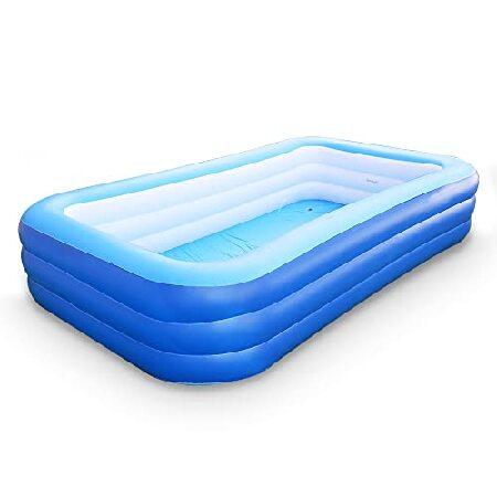 Inflatable Swimming Pools, 118" X 66" X 21" Full-Size Inflatable Pool for Kids and Adults, Durable Family Lounge Pool, Kiddie Pool for Backyard, Garde