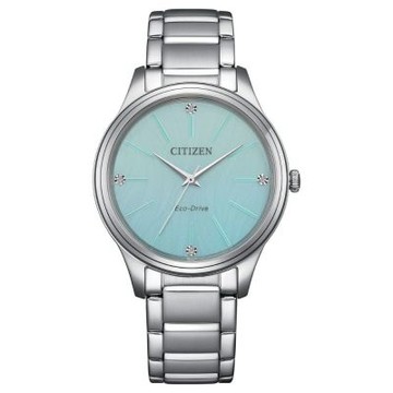 CITIZEN 星辰 LADY S系列 光動能三針女錶/湖水綠 EM1220-58Y