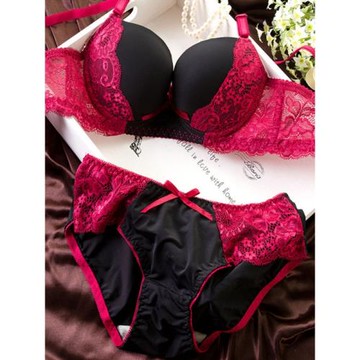 【送內褲】文胸套裝性感蕾絲內衣女少女士小胸聚攏文胸加厚款胸罩