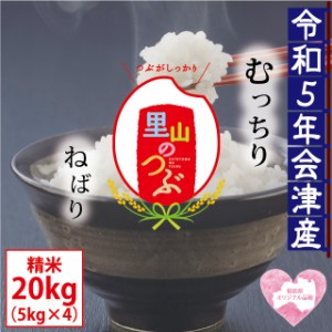 新米 里山のつぶ 精米 20kg（5kg×4）会津産 令和5年産 ※九州は送料別途500円・沖縄は送料別途1000円