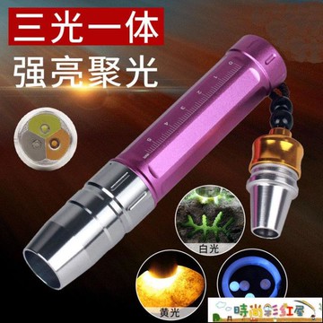 鑒定手電筒 照玉石專用鑒定強光手電筒翡翠紫光燈三光源古玩小口徑熒光劑檢測【林之舍】