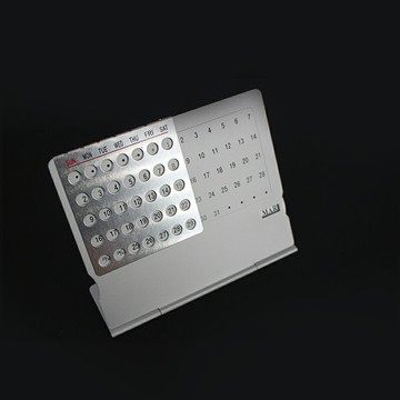 鋁制日歷牌萬年歷日歷架迷你超薄型桌面個性英文臺歷辦公室商務人