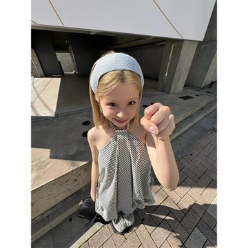 Turn up/陳腿兒 城市度假風條紋掛脖吊帶背心女夏小眾無袖上衣ins