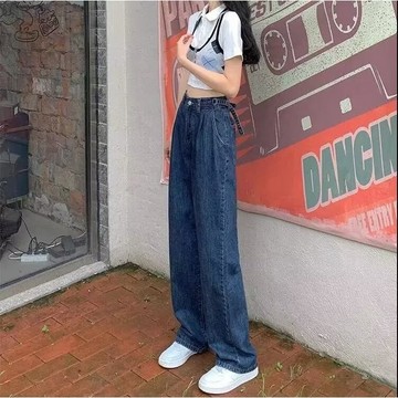S-5XL 大尺碼潮女直筒褲夏季新款個性牛仔褲嘻哈ins潮高街潮流痞帥長褲阔腿褲